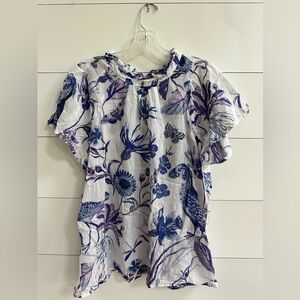 Banjanan Floral Ruffle Neck Blouse